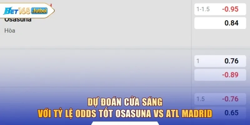 Dự đoán cửa sáng với tỷ lệ odds tốt Osasuna vs Atl Madrid